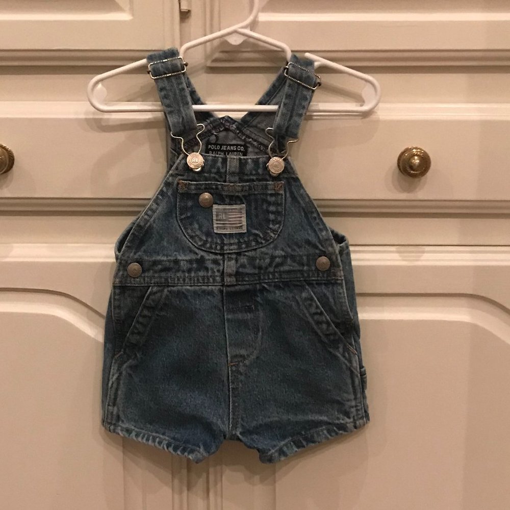 POLO Jeans Co. Denium Short Overalls, 3/6 months